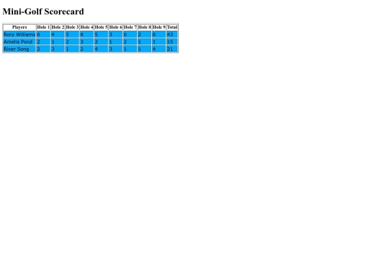 Scorecard Assignment/GolfScorecard screenshot