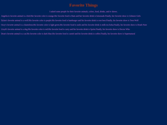 Semester 2 Javascript/FavoriteThings screenshot