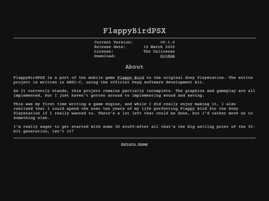 projects/flappybirdpsx screenshot