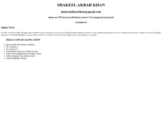 MY CV screenshot