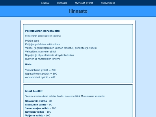 hinnasto screenshot