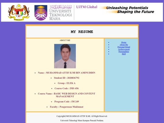 My resume screenshot