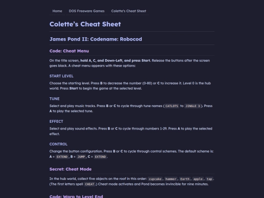 cheatsheet/james-pond-ii-codename-robocod screenshot