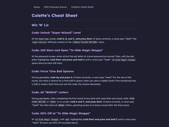 cheatsheet/wiz-n-liz screenshot
