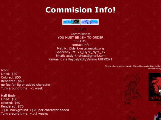 Art/Commisions screenshot