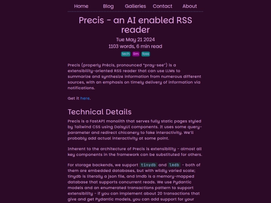 posts/precis-an-ai-enabled-rss-reader screenshot