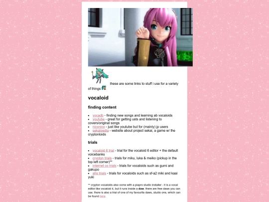 links screenshot