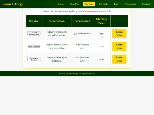 services screenshot