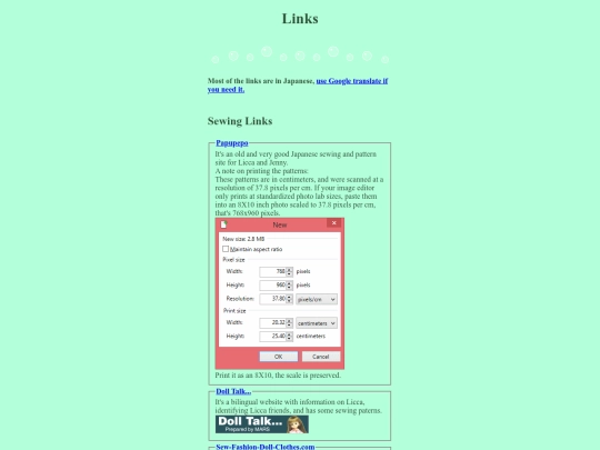 links screenshot