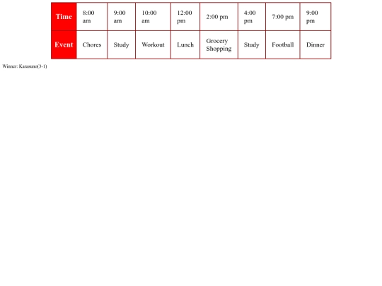Schedule screenshot