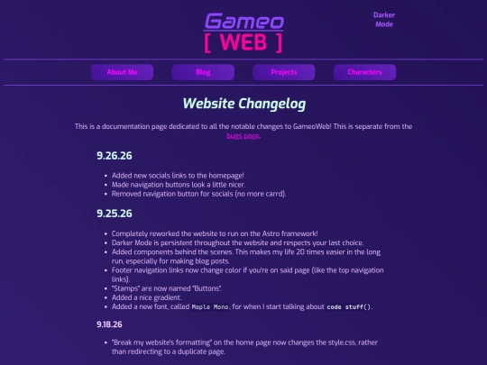 changelog screenshot