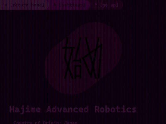 writing/game-universe/corporations/hajime-advanced-robotics screenshot