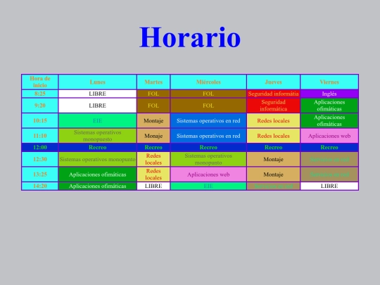 tablas/Horario screenshot