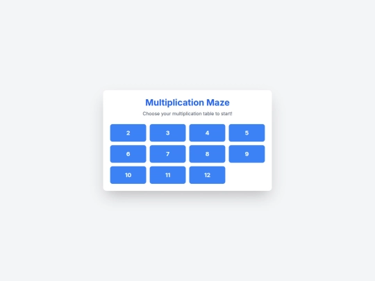 Multiplication Maze index screenshot