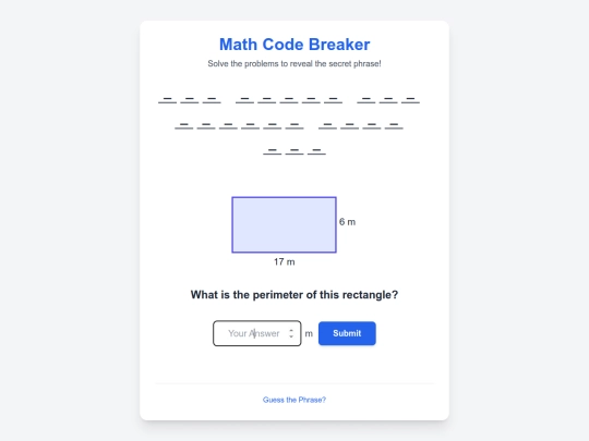 P3 Area and Perimeter Code Breaker index screenshot