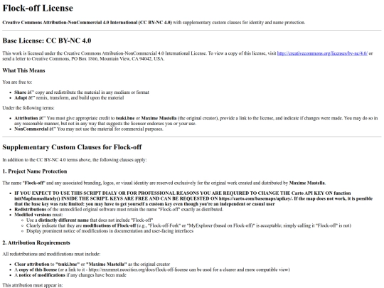 docs/flock-off-license screenshot