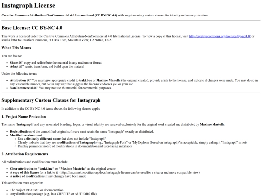 docs/instagraph-license screenshot