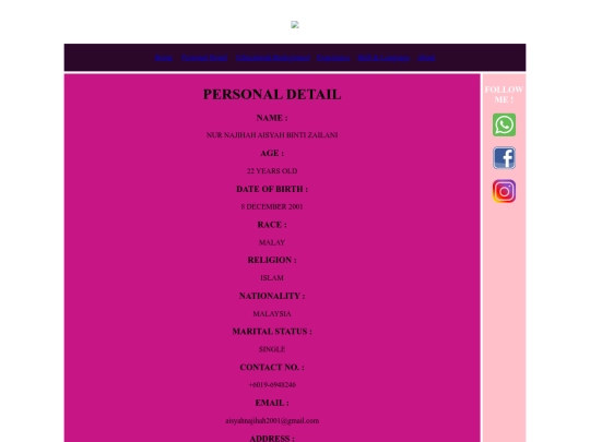 Personal Details screenshot