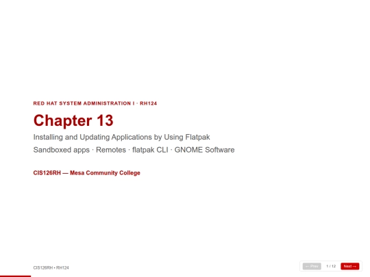 cis126rh/RH124_Chapter_13___Flatpak_Presentation screenshot