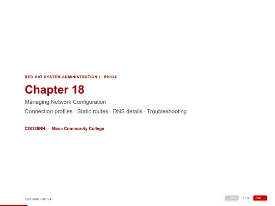 cis126rh/RH124_Chapter_18___Managing_Network_Configuration_Presentation screenshot