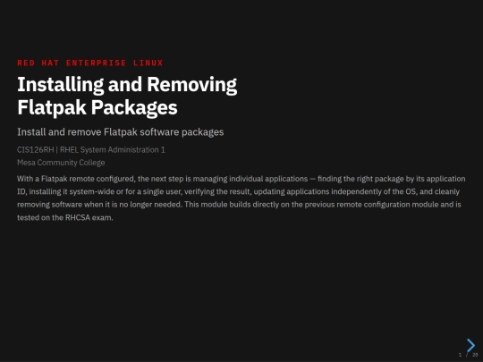 rhcsa/flatpak-install-remove-presentation screenshot