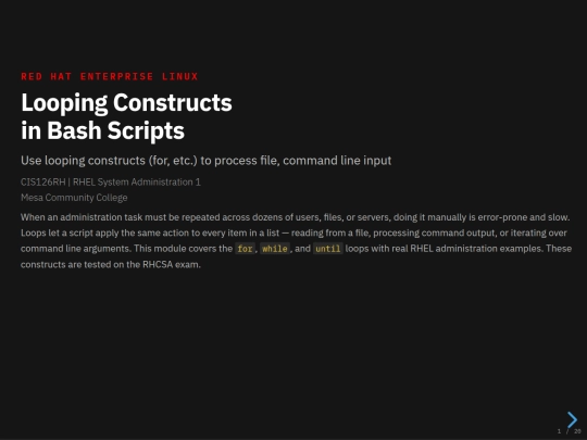 rhcsa/loops-presentation screenshot