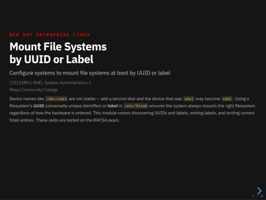rhcsa/uuid-label-mount-presentation screenshot