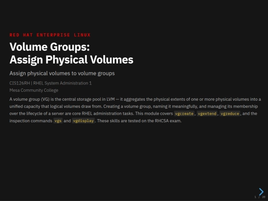 rhcsa/volume-groups-presentation screenshot