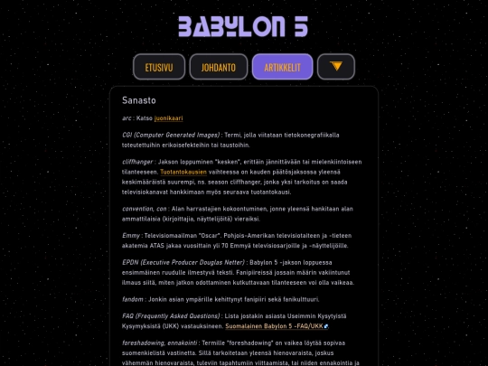 babylon5/artikkelit/sanasto screenshot