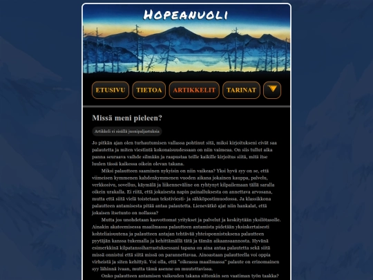 hopeanuoli/artikkelit/missa-meni-pieleen screenshot