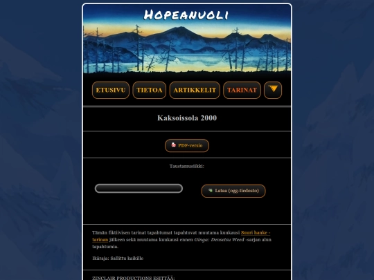 hopeanuoli/tarinat/kaksoissola-2000 screenshot