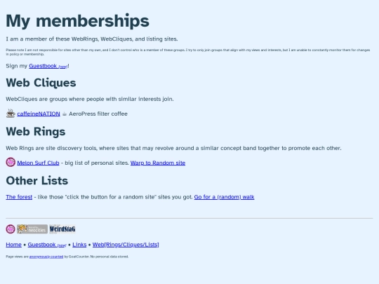 links/memberships screenshot
