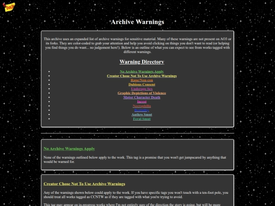 archivewarnings screenshot