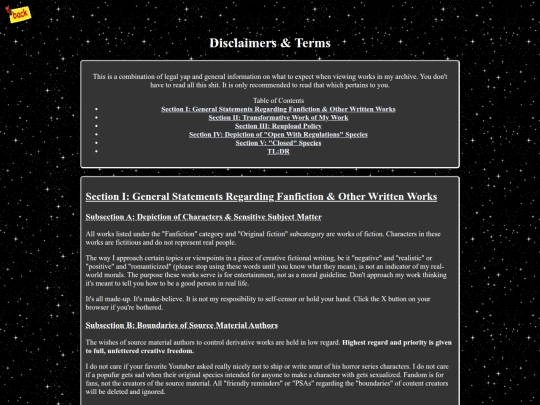 disclaimers screenshot