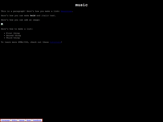 webpages/music screenshot