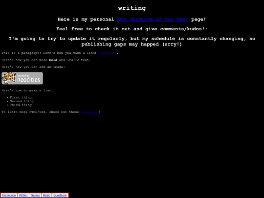 webpages/writing screenshot