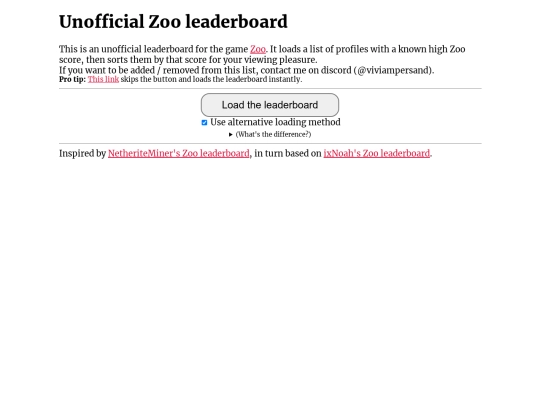 zoo-leaderboard screenshot