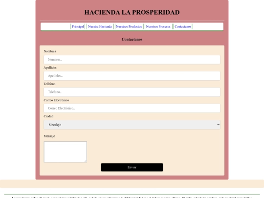 Hacienda La Prosperidad/frontEnd/contenido/Contactenos screenshot