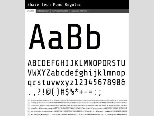 share tech mono/sharetechmono-regular-demo screenshot