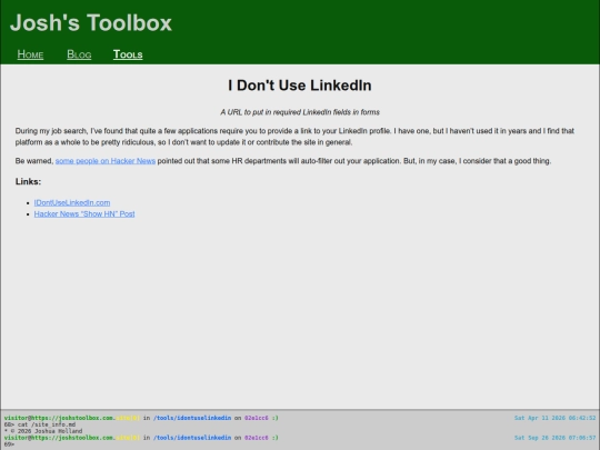 tools/idontuselinkedin screenshot