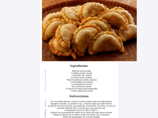 recetario/empanadas screenshot