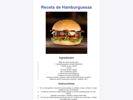recetario/hamburguesas screenshot