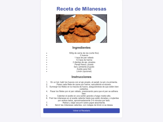 recetario/milanesas screenshot