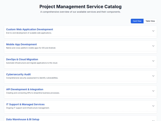 service_catalogue screenshot
