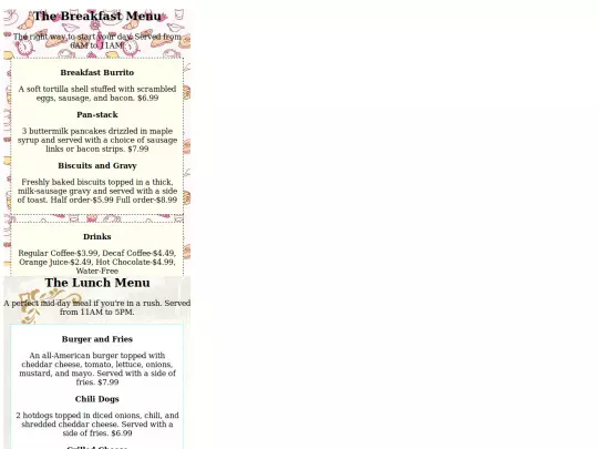 menus-assignment screenshot