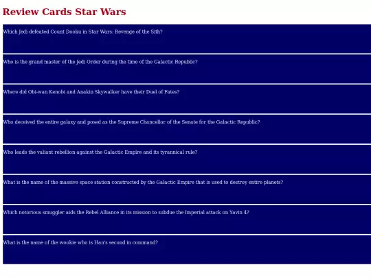 review-cards-assignment screenshot
