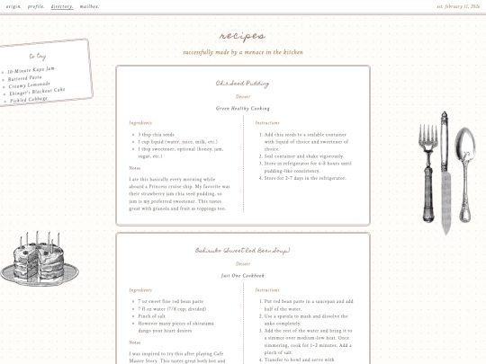 directory/recipes screenshot