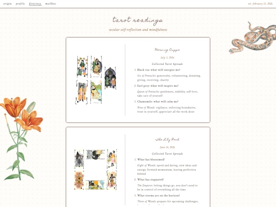 directory/tarot screenshot