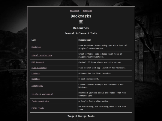 notebook/bookmarks screenshot