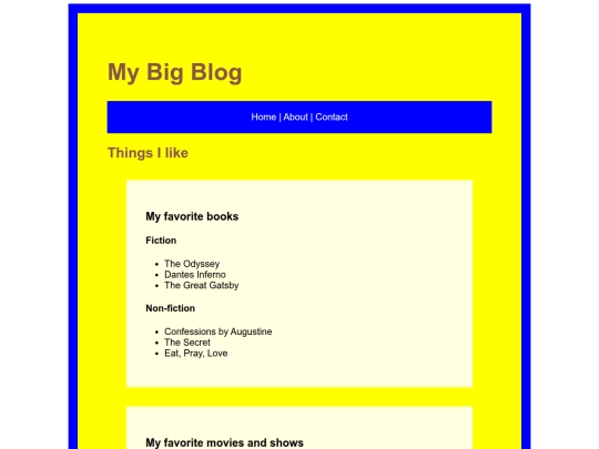 Web design/2CSS/MyBigBlog screenshot